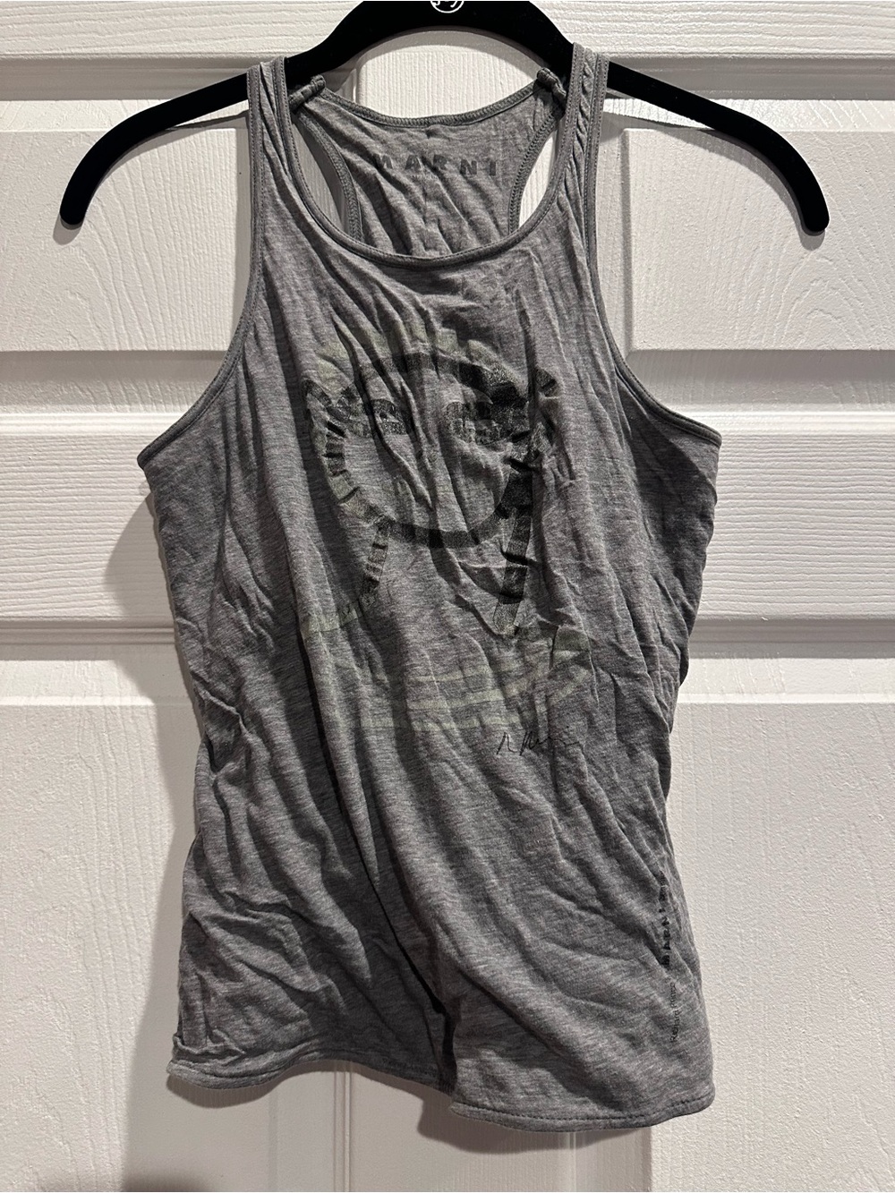 Marni Gray Racerback Graphic Tank Top
